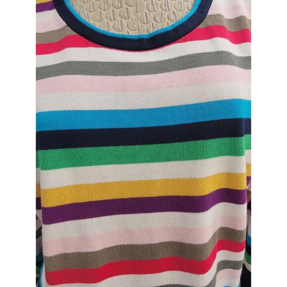 LANDS' END M Multicolor Striped Crewneck Knit Sweater Pullover Top Jumper EUC - Picture 2 of 11